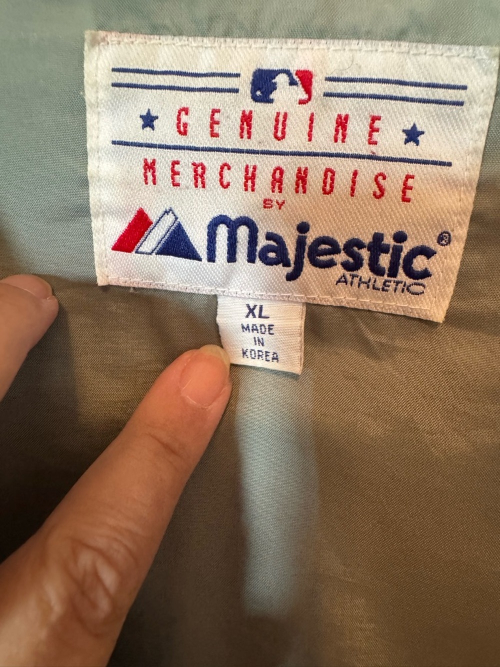 Vtg Majestic NY Yankees Blue Spell Out Nylon Wind Breaker Jacket XL 90's *stain - Picture 4 of 8